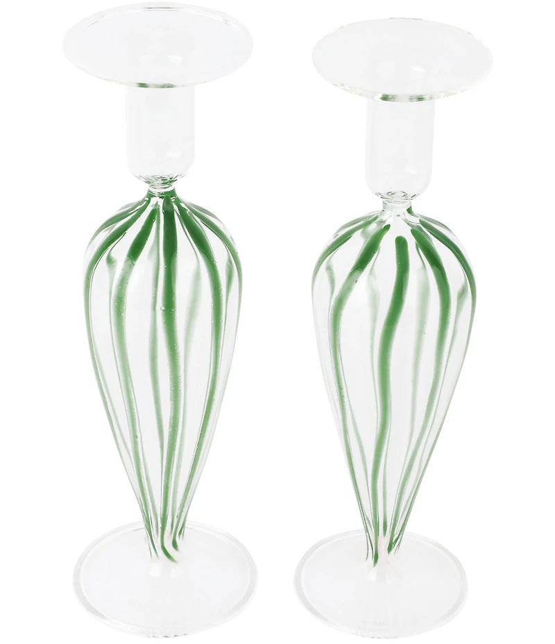 VIETRI Nuovo Stripe Candlesticks - Set of 2