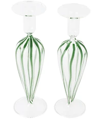 VIETRI Nuovo Stripe Candlesticks - Set of 2