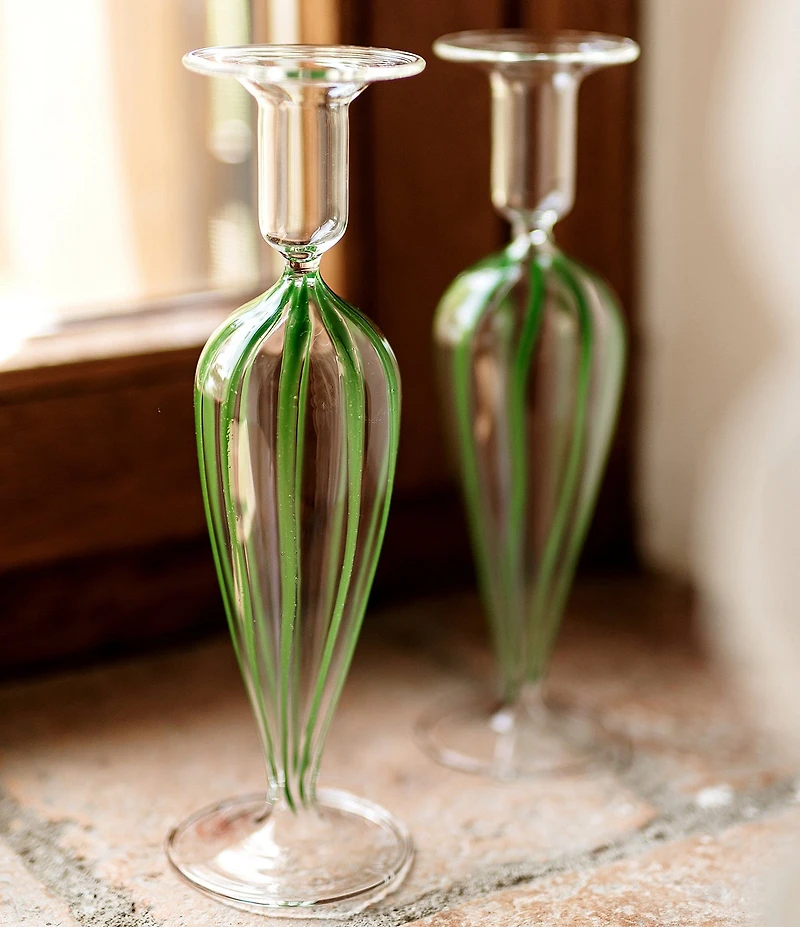 VIETRI Nuovo Stripe Candlesticks - Set of 2
