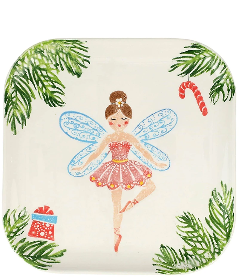 VIETRI Nutcrackers Sugar Plum Fairy Square Platter