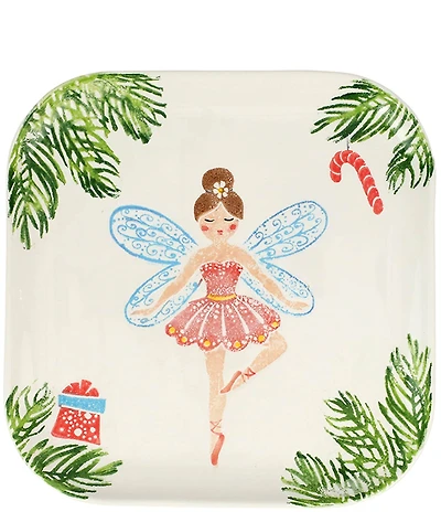 VIETRI Nutcrackers Sugar Plum Fairy Square Platter