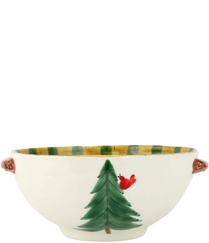 VIETRI Old St Nick Handled Bowl with Bird Watcher