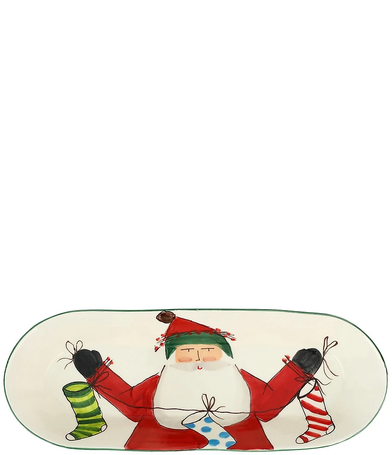 VIETRI Old St. Nick Bread Server with Stockings