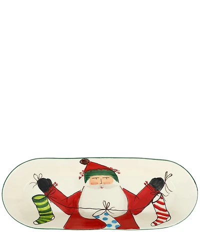 VIETRI Old St. Nick Bread Server with Stockings