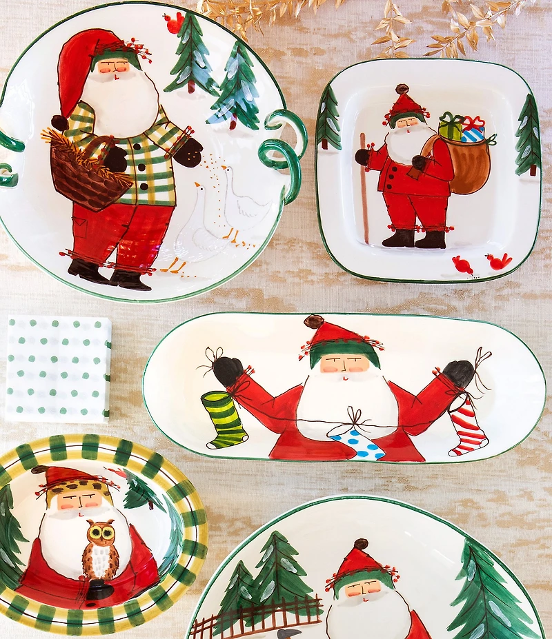 VIETRI Old St. Nick Bread Server with Stockings