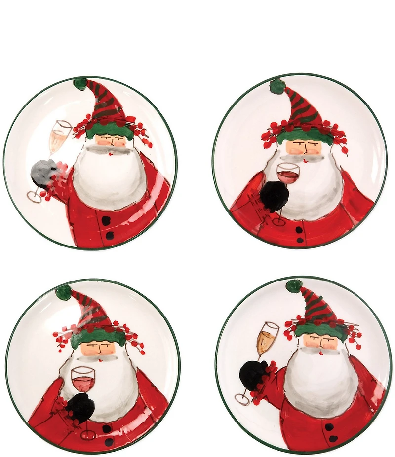VIETRI Old St. Nick Cocktail Plates, Set of 4
