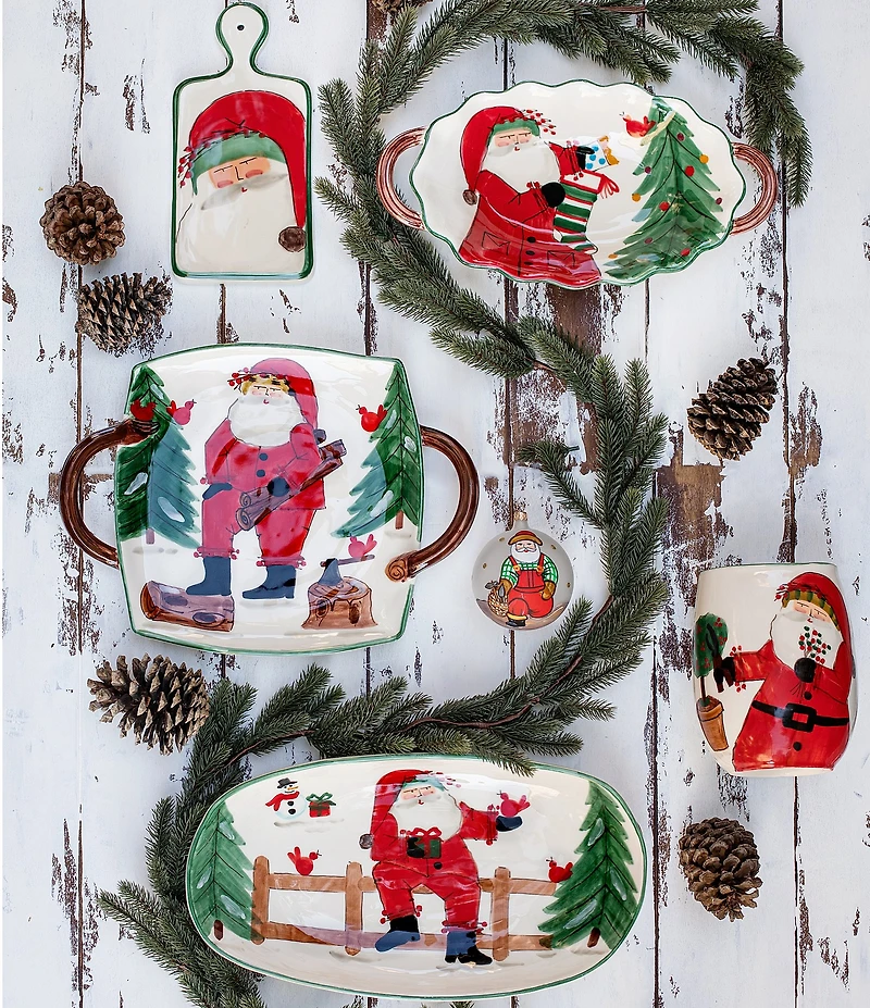 VIETRI Old St. Nick Handled Square Platter