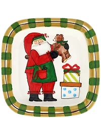 VIETRI Old St. Nick Small Rimmed Teddy Bear Square Platter