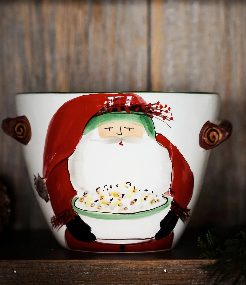 VIETRI Old St.Nick Handled Deep Popcorn Serving Bowl