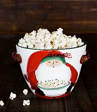 VIETRI Old St.Nick Handled Deep Popcorn Serving Bowl