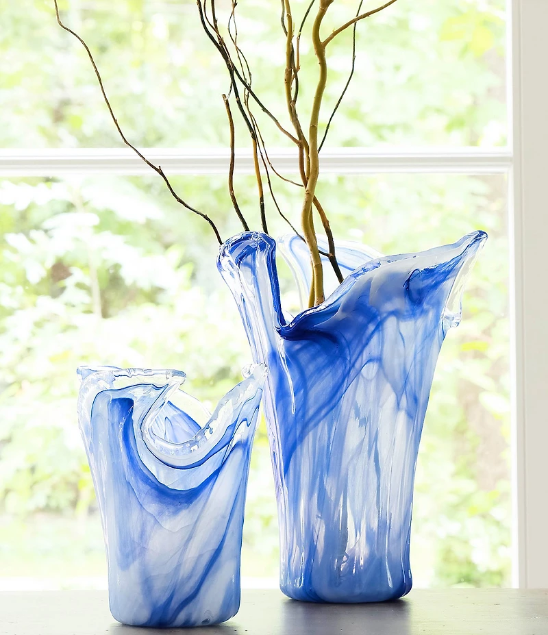 VIETRI Onda Glass Cobalt Large Vase
