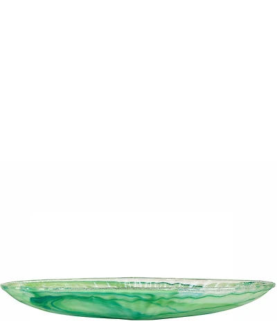 VIETRI Onda Glass Green Long Oval Bowl