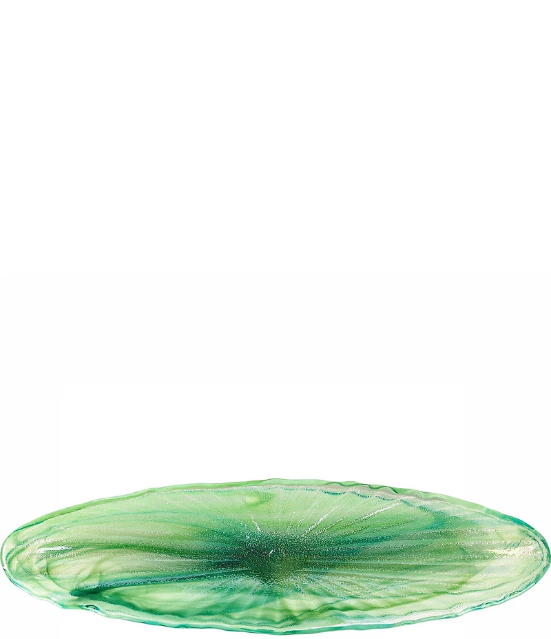 VIETRI Onda Glass Green Long Oval Bowl