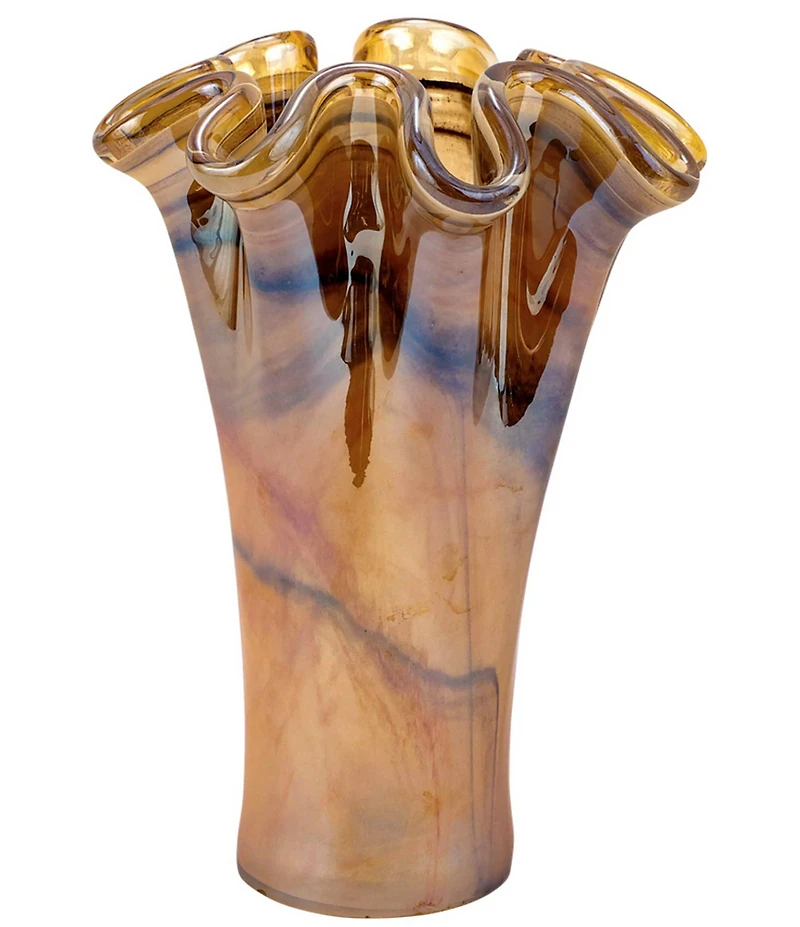 VIETRI Onda Glass Tortoise Shell Collection Short Vase
