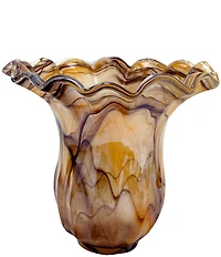 VIETRI Onda Glass Tortoise Shell Collection Tulip Vase