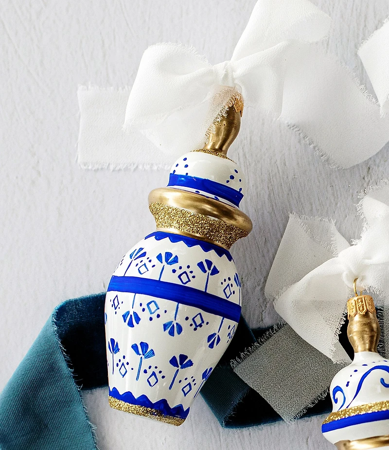 VIETRI Ornaments Figural Ginger Jar with Large Flowers Ornament