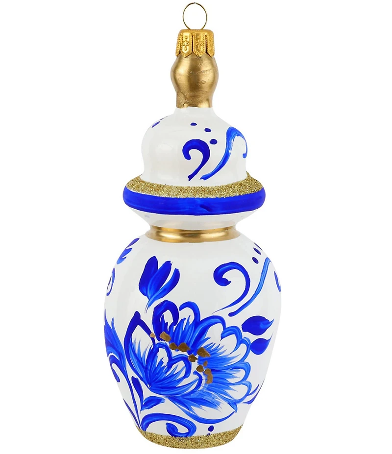 VIETRI Ornaments Figural Ginger Jar with Large Flowers Ornament