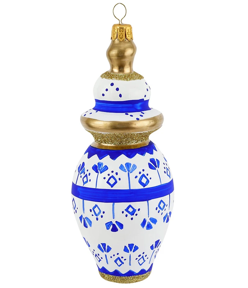 VIETRI Ornaments Figural Ginger Jar with Small Flowers Ornament