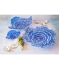 VIETRI Ostrica Glass Blue Centerpiece Bowl