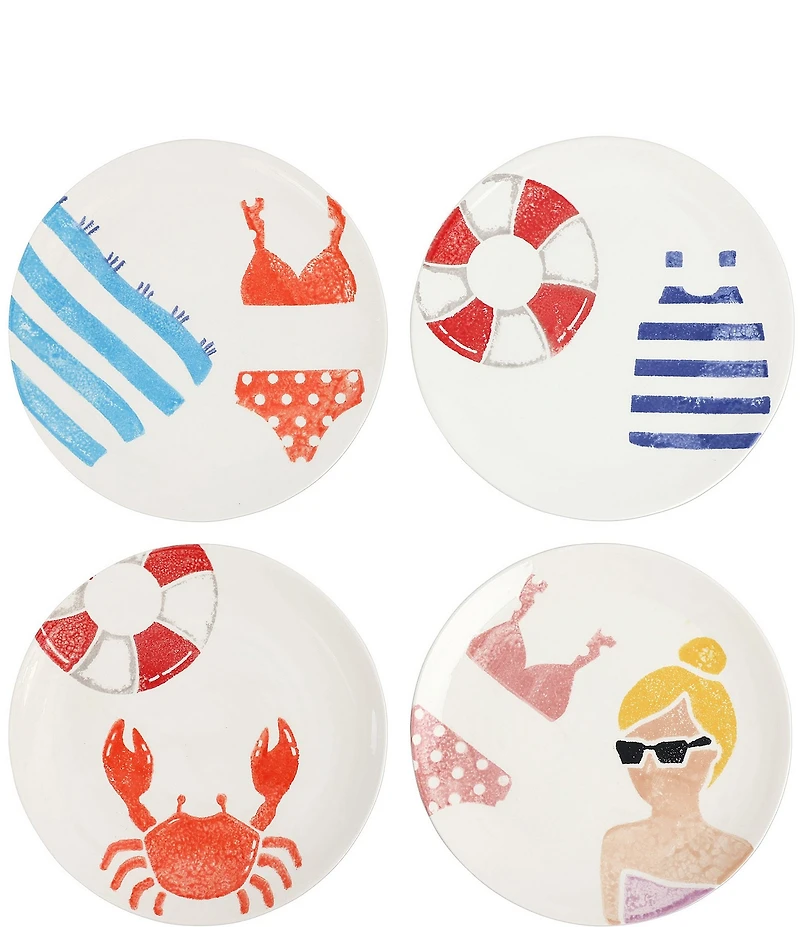 VIETRI Riviera Assorted Salad Plates, Set of 4