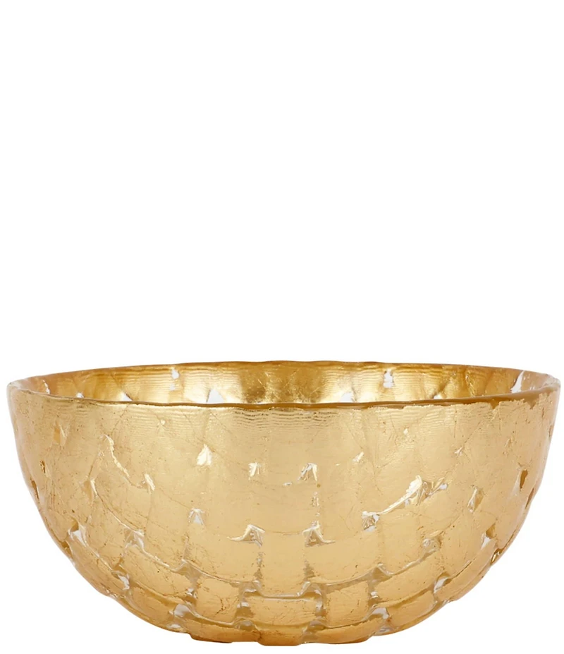 VIETRI Rufolo Glass Gold Basketweave Dipping Bowl