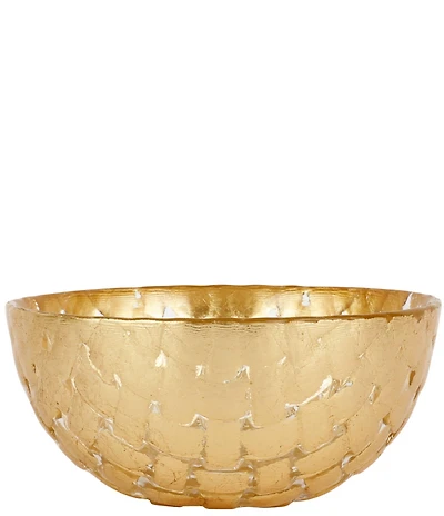 VIETRI Rufolo Glass Gold Basketweave Dipping Bowl
