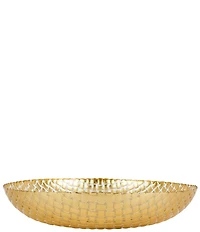 VIETRI Rufolo Glass Gold Basketweave Large Shallow Decorative Bowl