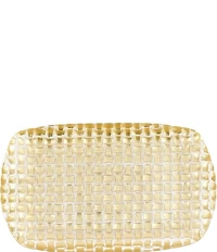 VIETRI Rufolo Glass Gold Basketweave Rectangular Serving Tray
