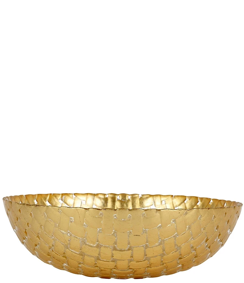 VIETRI Rufolo Glass Gold Basketweave Small Serving Bowl