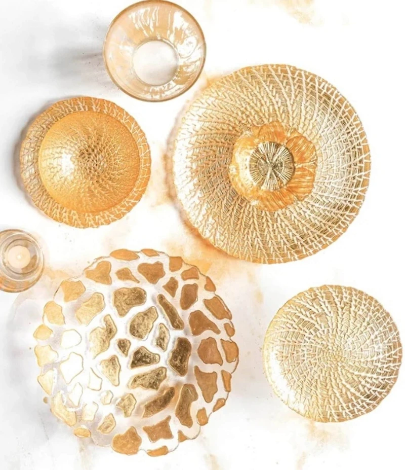 VIETRI Rufolo Glass Gold Crocodile Salad Plate