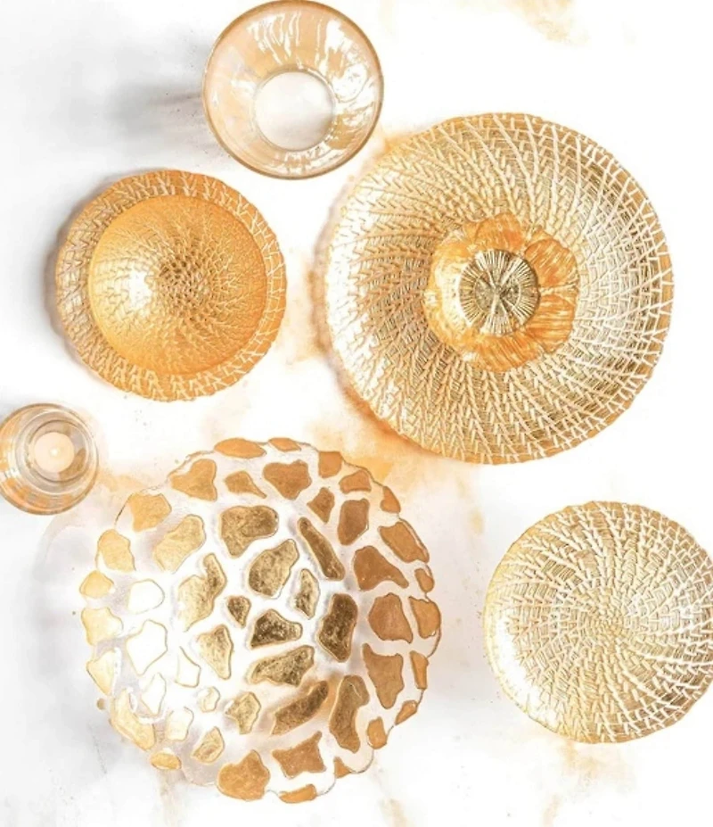 VIETRI Rufolo Glass Gold Giraffe Medium Shallow Bowl