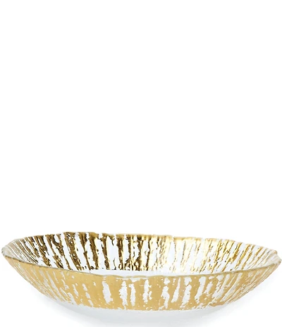 VIETRI Rufolo Glass Gold Medium Oval Serving Bowl