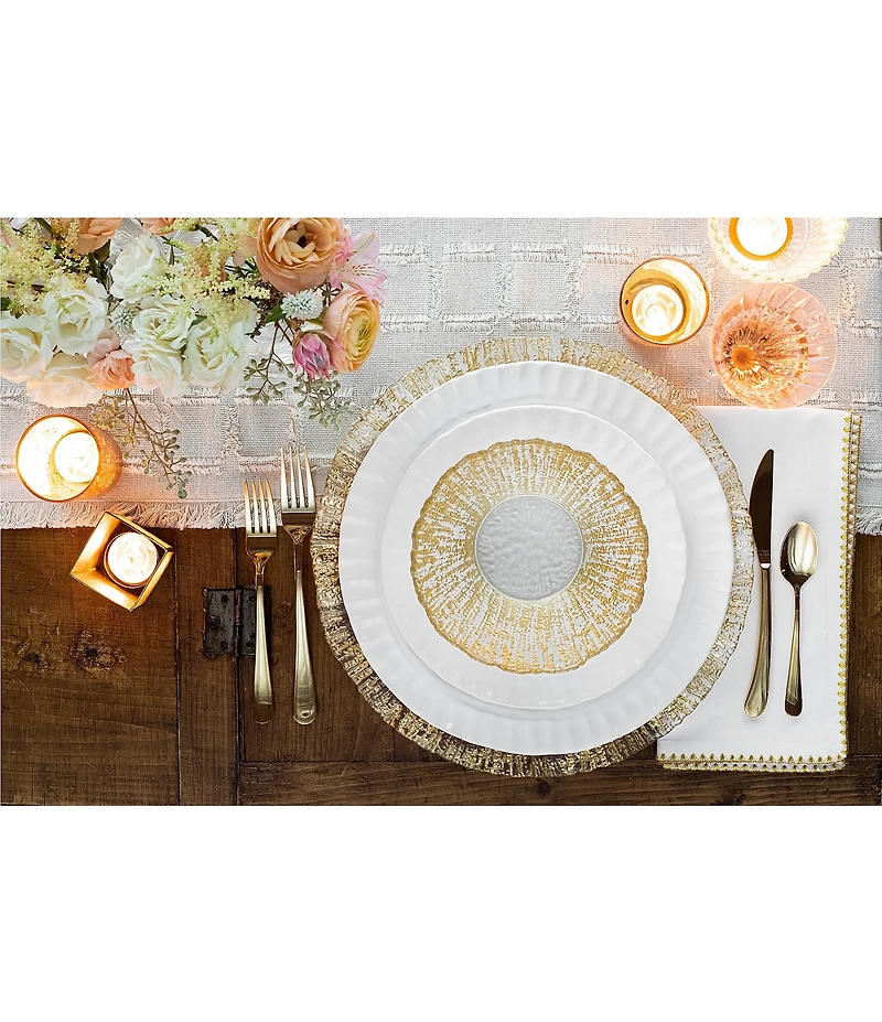 VIETRI Rufolo Glass Gold Medium Oval Serving Bowl