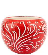 VIETRI Rustic Garden Collection Red Scroll Cachepot