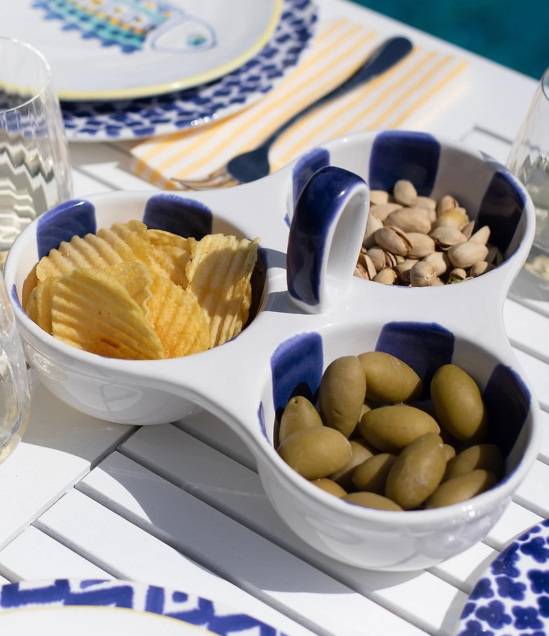 VIETRI Santorini Collection Dot Three-Part Server