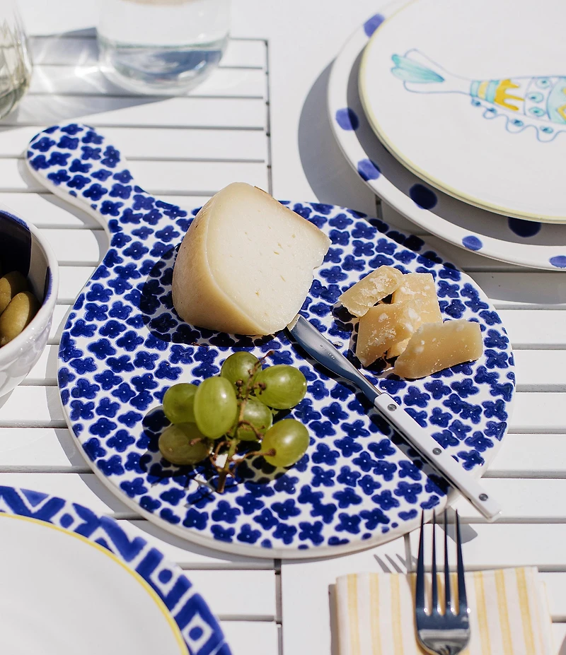 VIETRI Santorini Collection Flowers Round Cheese Board
