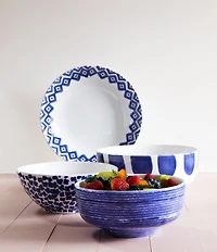 VIETRI Santorni Stripe Medium Footed Serving Bowl