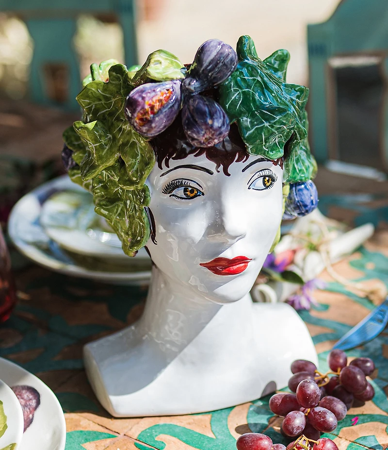 VIETRI Sicilian Heads Fig Head Sculpture