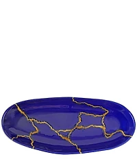 VIETRI Storia Collection Blue and Gold Oval Platter