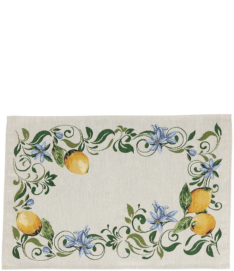 Vietri Tavola Lemons with Flowers Natural Placemats, Set of 4
