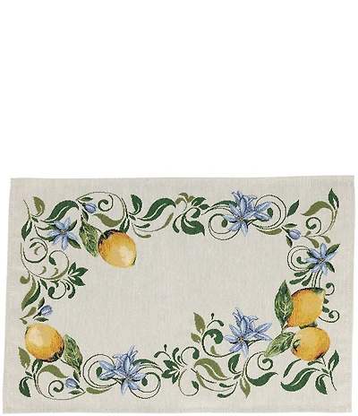 Vietri Tavola Lemons with Flowers Natural Placemats, Set of 4