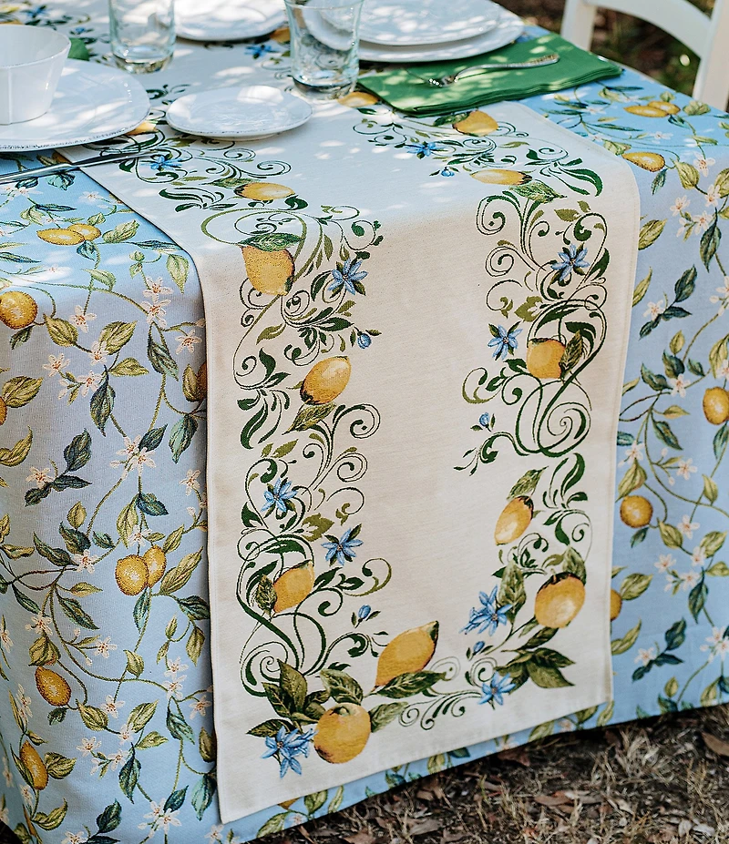 VIETRI Tavola Lemons with White Flower Tablecloth