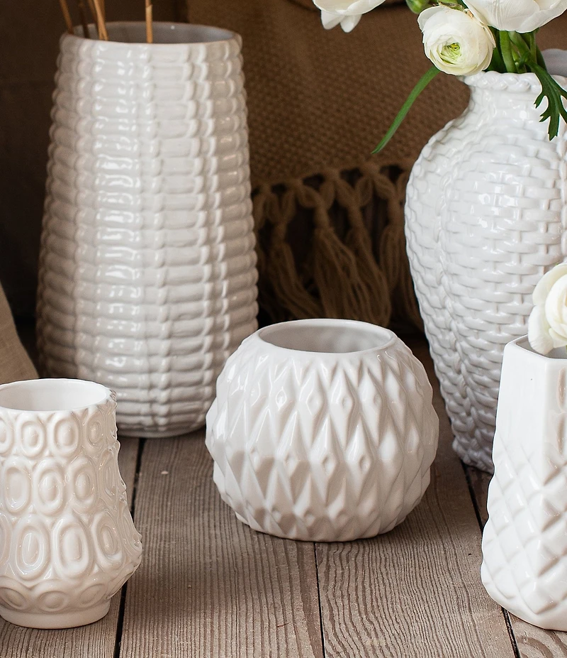 VIETRI Tessere Basketweave Tall Vase