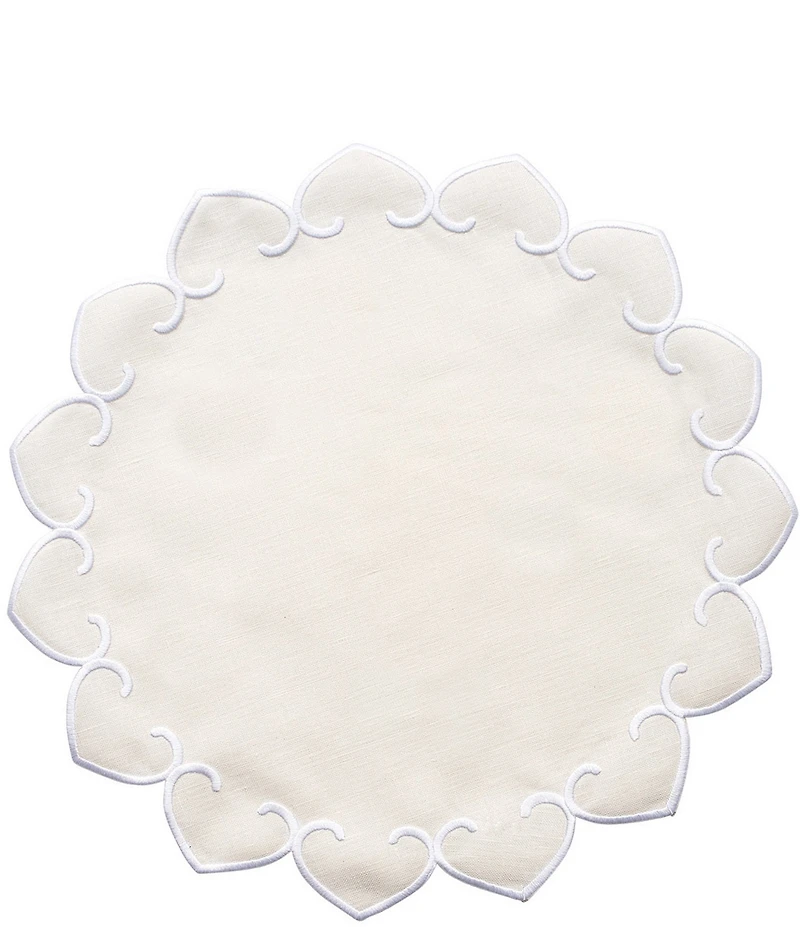 VIETRI Tessuti Ivory Round Placemats with White Stitching, Set of 4