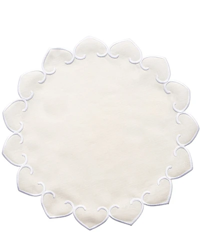 VIETRI Tessuti Ivory Round Placemats with White Stitching, Set of 4