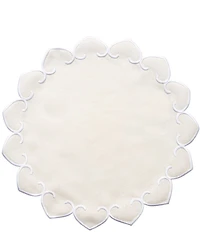 VIETRI Tessuti Ivory Round Placemats with White Stitching, Set of 4