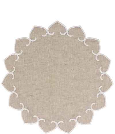VIETRI Tessuti Natural Round Placemats with White Stitching, Set of 4