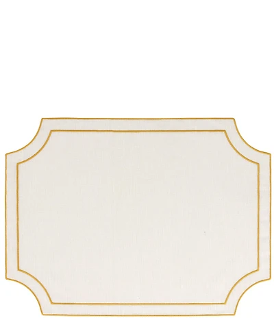 VIETRI Tessuti White Rectangular Placemats with Gold Stitching, Set of 4
