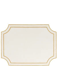 VIETRI Tessuti White Rectangular Placemats with Gold Stitching, Set of 4