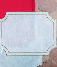 VIETRI Tessuti White Rectangular Placemats with Gold Stitching, Set of 4